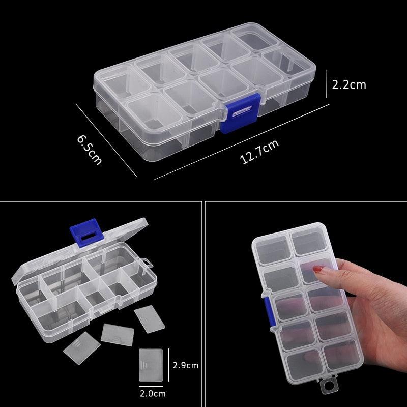 Transparent Plastic Storage Jewelry Box Compartment Adjustable Container For Beads Earring Box For Jewelry Rectangle Box Case Storage Container for Jewelry Beads Earring Stevvex