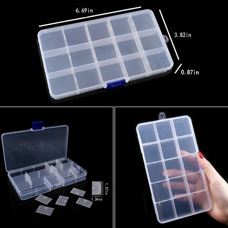 Transparent Plastic Storage Jewelry Box Compartment Adjustable Container For Beads Earring Box For Jewelry Rectangle Box Case Storage Container for Jewelry Beads Earring Stevvex