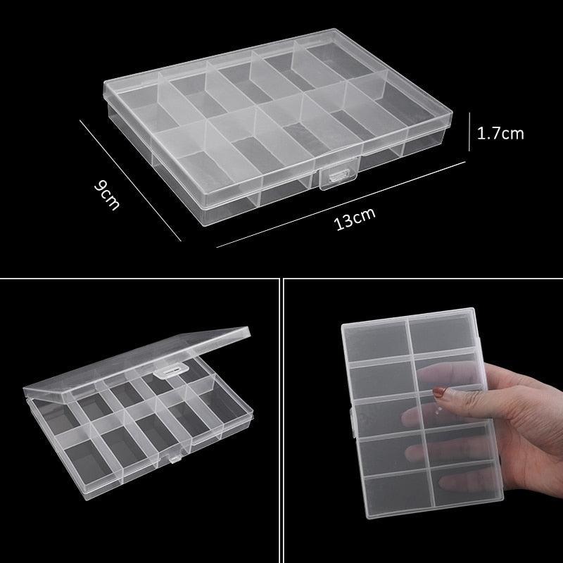 Transparent Plastic Storage Jewelry Box Compartment Adjustable Container For Beads Earring Box For Jewelry Rectangle Box Case Storage Container for Jewelry Beads Earring Stevvex