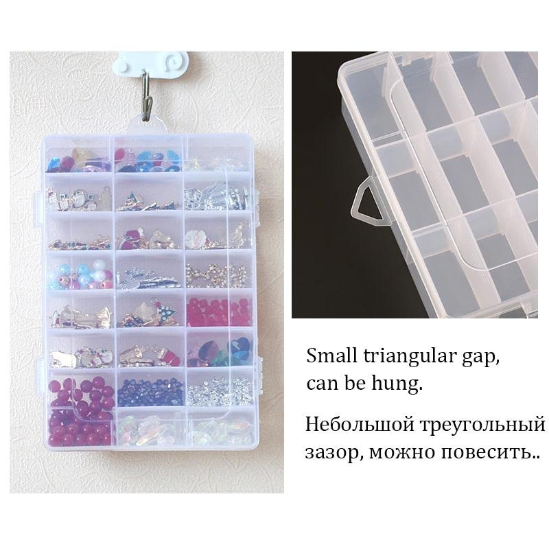Transparent Plastic Storage Jewelry Box Compartment Adjustable Container For Beads Earring Box For Jewelry Rectangle Box Case Storage Container for Jewelry Beads Earring Stevvex