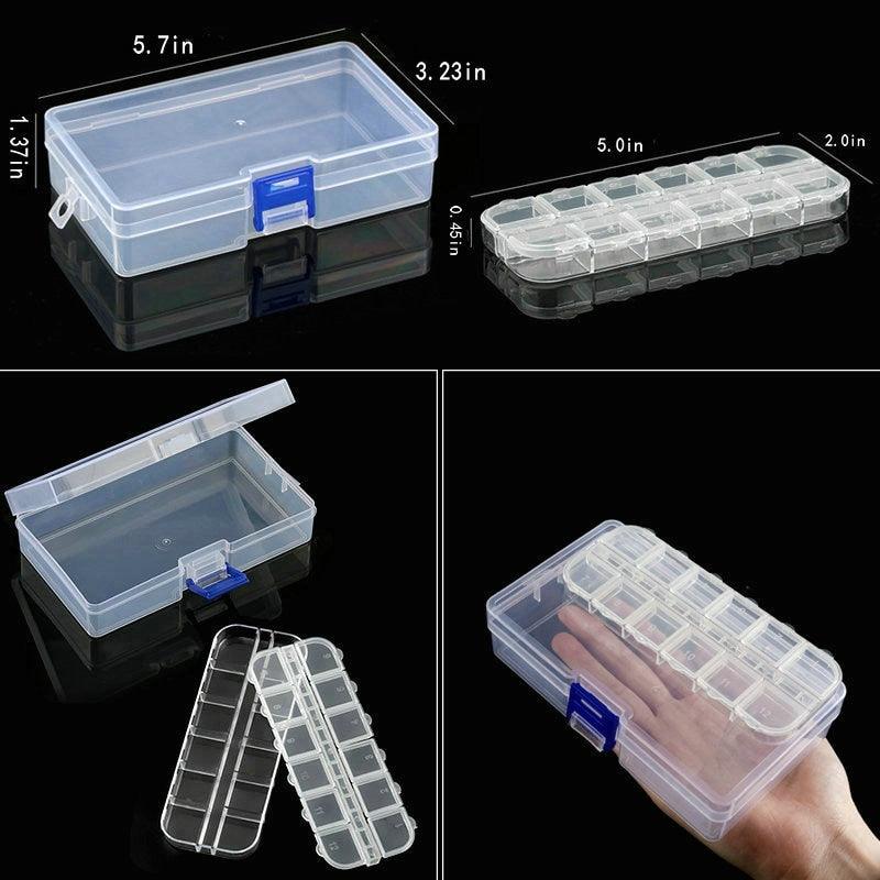 Transparent Plastic Storage Jewelry Box Compartment Adjustable Container For Beads Earring Box For Jewelry Rectangle Box Case Storage Container for Jewelry Beads Earring Stevvex