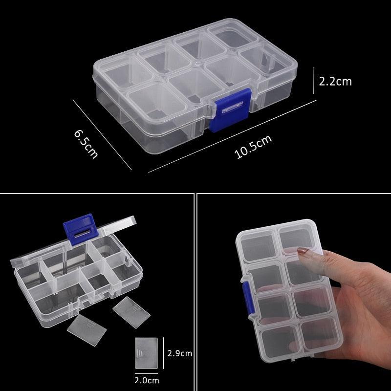 Transparent Plastic Storage Jewelry Box Compartment Adjustable Container For Beads Earring Box For Jewelry Rectangle Box Case Storage Container for Jewelry Beads Earring Stevvex