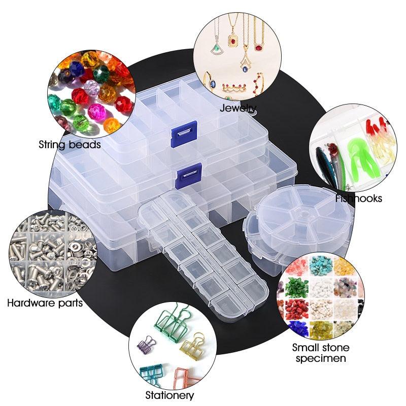 Transparent Plastic Storage Jewelry Box Compartment Adjustable Container For Beads Earring Box For Jewelry Rectangle Box Case Storage Container for Jewelry Beads Earring Stevvex