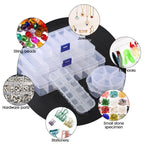 Transparent Plastic Storage Jewelry Box Compartment Adjustable Container For Beads Earring Box For Jewelry Rectangle Box Case Storage Container for Jewelry Beads Earring Stevvex