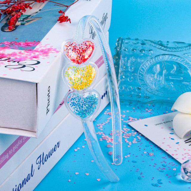 Transparent Quicksand Headbands for Children Kids Girls Fashion Glitter Sequin Teeth Hairbands Bezel Hair Hoops Gorgeous Hair Accessories For Women Stevvex