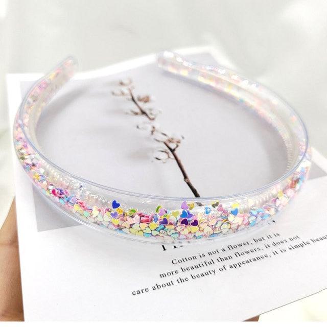 Transparent Quicksand Headbands for Children Kids Girls Fashion Glitter Sequin Teeth Hairbands Bezel Hair Hoops Gorgeous Hair Accessories For Women Stevvex