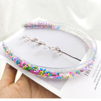 Transparent Quicksand Headbands for Children Kids Girls Fashion Glitter Sequin Teeth Hairbands Bezel Hair Hoops Gorgeous Hair Accessories For Women Stevvex