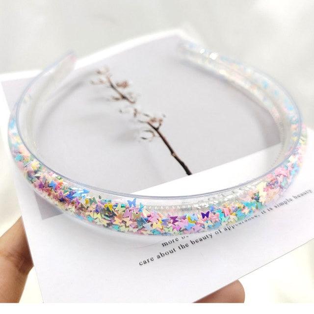Transparent Quicksand Headbands for Children Kids Girls Fashion Glitter Sequin Teeth Hairbands Bezel Hair Hoops Gorgeous Hair Accessories For Women Stevvex