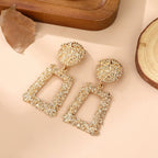 Trapezoid Dangle Earrings with Carved Texture (MAC322)