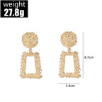 Trapezoid Dangle Earrings with Carved Texture (MAC322)