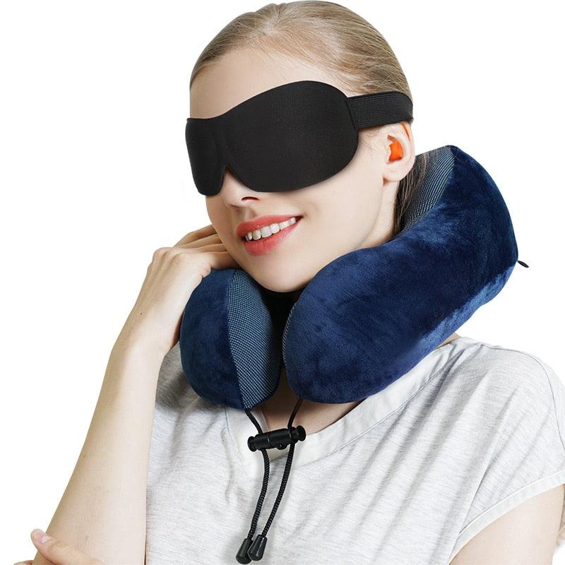 Travel Pillow U Shaped Memory Foam Neck Pillows Neck Cervical Airplane Pillow Healthcare Bedding Free Eye Mask and Earplugs Neck Support Pillow Headrest Travel Folding Slow Rebound Journey Trip Cushion Memory Foam Travel Pillow Neck Pillow Stevvex