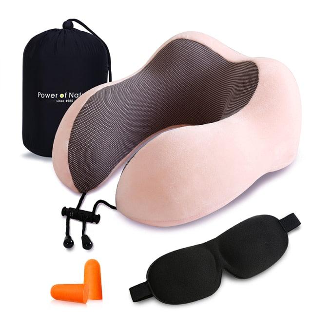 Travel Pillow U Shaped Memory Foam Neck Pillows Neck Cervical Airplane Pillow Healthcare Bedding Free Eye Mask and Earplugs Neck Support Pillow Headrest Travel Folding Slow Rebound Journey Trip Cushion Memory Foam Travel Pillow Neck Pillow Stevvex