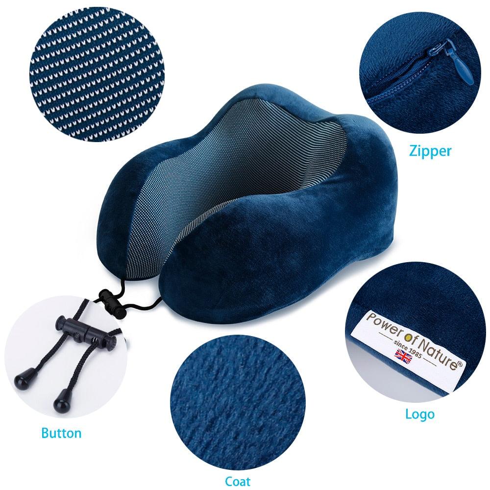 Travel Pillow U Shaped Memory Foam Neck Pillows Neck Cervical Airplane Pillow Healthcare Bedding Free Eye Mask and Earplugs Neck Support Pillow Headrest Travel Folding Slow Rebound Journey Trip Cushion Memory Foam Travel Pillow Neck Pillow Stevvex