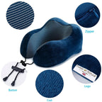 Travel Pillow U Shaped Memory Foam Neck Pillows Neck Cervical Airplane Pillow Healthcare Bedding Free Eye Mask and Earplugs Neck Support Pillow Headrest Travel Folding Slow Rebound Journey Trip Cushion Memory Foam Travel Pillow Neck Pillow Stevvex