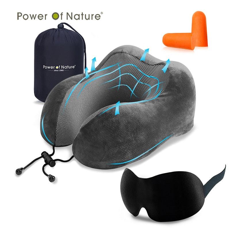 Travel Pillow U Shaped Memory Foam Neck Pillows Neck Cervical Airplane Pillow Healthcare Bedding Free Eye Mask and Earplugs Neck Support Pillow Headrest Travel Folding Slow Rebound Journey Trip Cushion Memory Foam Travel Pillow Neck Pillow Stevvex