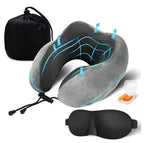 Travel Pillow U Shaped Memory Foam Neck Pillows Neck Cervical Airplane Pillow Healthcare Bedding Free Eye Mask and Earplugs Neck Support Pillow Headrest Travel Folding Slow Rebound Journey Trip Cushion Memory Foam Travel Pillow Neck Pillow Stevvex