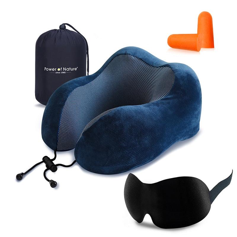 Travel Pillow U Shaped Memory Foam Neck Pillows Neck Cervical Airplane Pillow Healthcare Bedding Free Eye Mask and Earplugs Neck Support Pillow Headrest Travel Folding Slow Rebound Journey Trip Cushion Memory Foam Travel Pillow Neck Pillow Stevvex