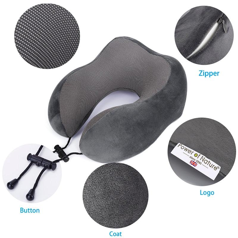 Travel Pillow U Shaped Memory Foam Neck Pillows Neck Cervical Airplane Pillow Healthcare Bedding Free Eye Mask and Earplugs Neck Support Pillow Headrest Travel Folding Slow Rebound Journey Trip Cushion Memory Foam Travel Pillow Neck Pillow Stevvex