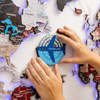 Travel Tracker 3D Colored Wooden World Map - Azure