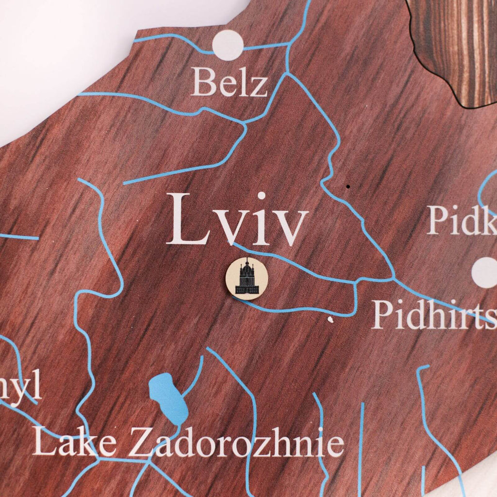 Wooden Map of Ukraine Cappuccino Enjoy The Wood