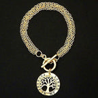 Tree Of Life Chain Bracelet Gold Plated Toggle Clasp