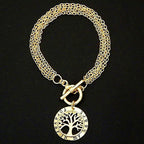 Tree Of Life Chain Bracelet Gold Plated Toggle Clasp