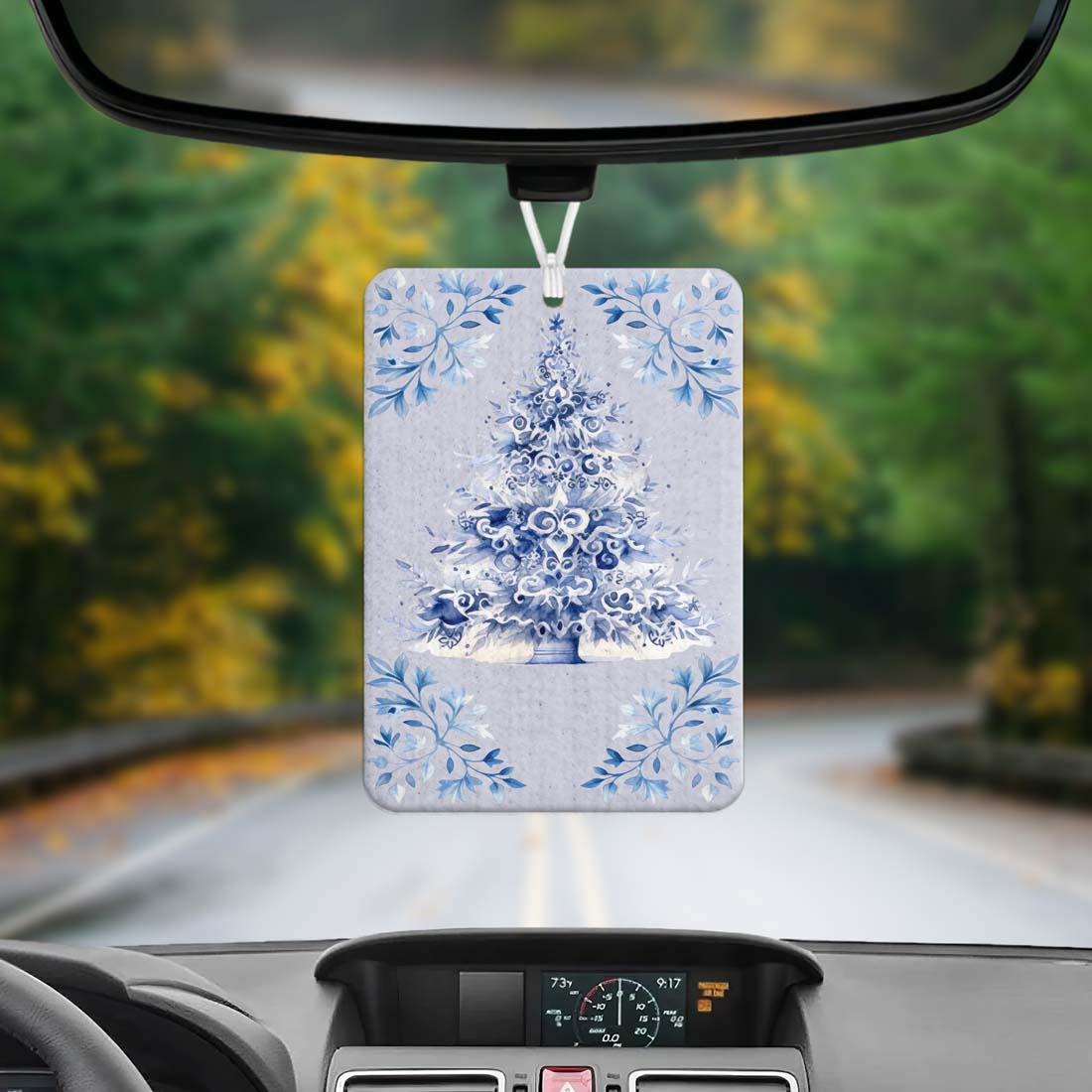 Blue Tree Hanging Air Freshener Car Home Office Scented Ornament Holiday Decor Freshener BandsCo Straps
