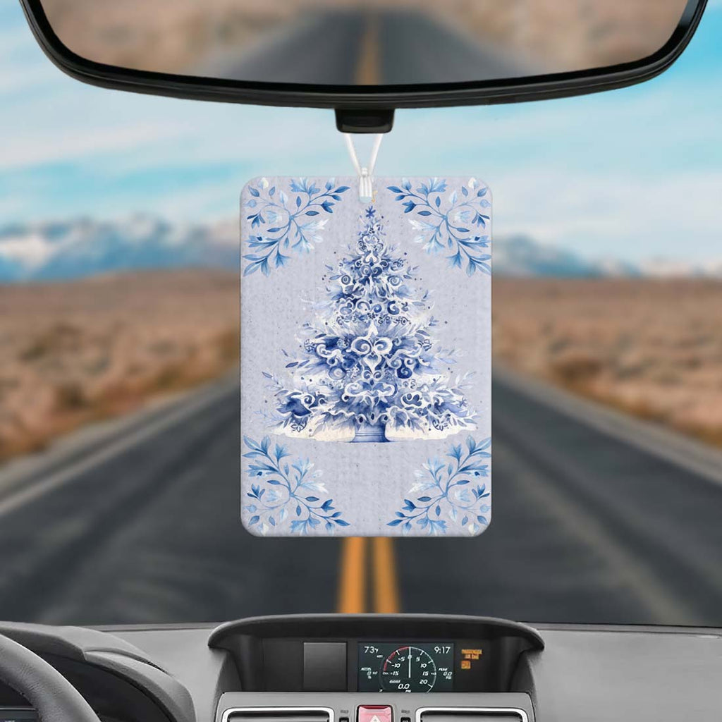 Blue Tree Hanging Air Freshener Car Home Office Scented Ornament Holiday Decor Freshener BandsCo Straps