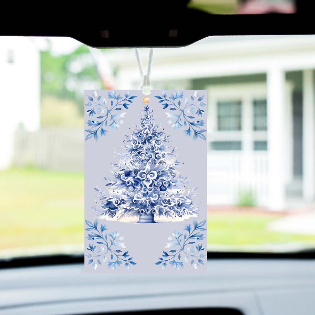 Blue Tree Hanging Air Freshener Car Home Office Scented Ornament Holiday Decor Freshener BandsCo Straps