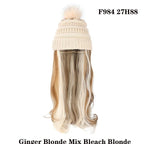 Trendy Hat Wig Synthetic Long Wavy Wigs with Beret Hat Knitted Fashion black Autumn Winter Cap Hair Extensions Wigs For Black Women Cosplay Wigs For Women Stevvex