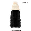 Trendy Hat Wig Synthetic Long Wavy Wigs with Beret Hat Knitted Fashion black Autumn Winter Cap Hair Extensions Wigs For Black Women Cosplay Wigs For Women Stevvex