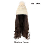Trendy Hat Wig Synthetic Long Wavy Wigs with Beret Hat Knitted Fashion black Autumn Winter Cap Hair Extensions Wigs For Black Women Cosplay Wigs For Women Stevvex