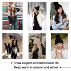 Trendy Hat Wig Synthetic Long Wavy Wigs with Beret Hat Knitted Fashion black Autumn Winter Cap Hair Extensions Wigs For Black Women Cosplay Wigs For Women Stevvex