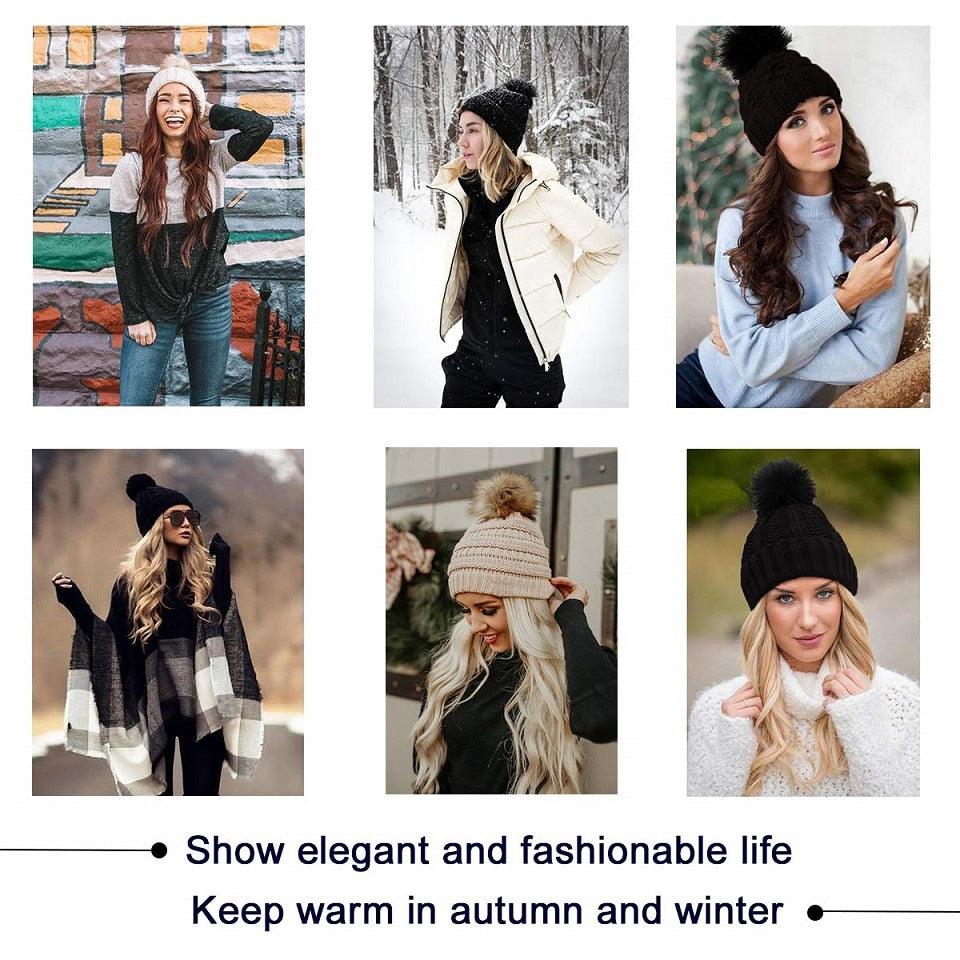 Trendy Hat Wig Synthetic Long Wavy Wigs with Beret Hat Knitted Fashion black Autumn Winter Cap Hair Extensions Wigs For Black Women Cosplay Wigs For Women Stevvex