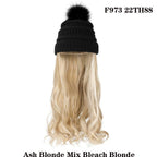 Trendy Hat Wig Synthetic Long Wavy Wigs with Beret Hat Knitted Fashion black Autumn Winter Cap Hair Extensions Wigs For Black Women Cosplay Wigs For Women Stevvex