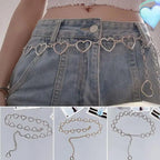 Trendy Heart Shaped Design Body Long Chain Ladies Belts Modern Metal Waist Chain Love Belts For Women Stevvex
