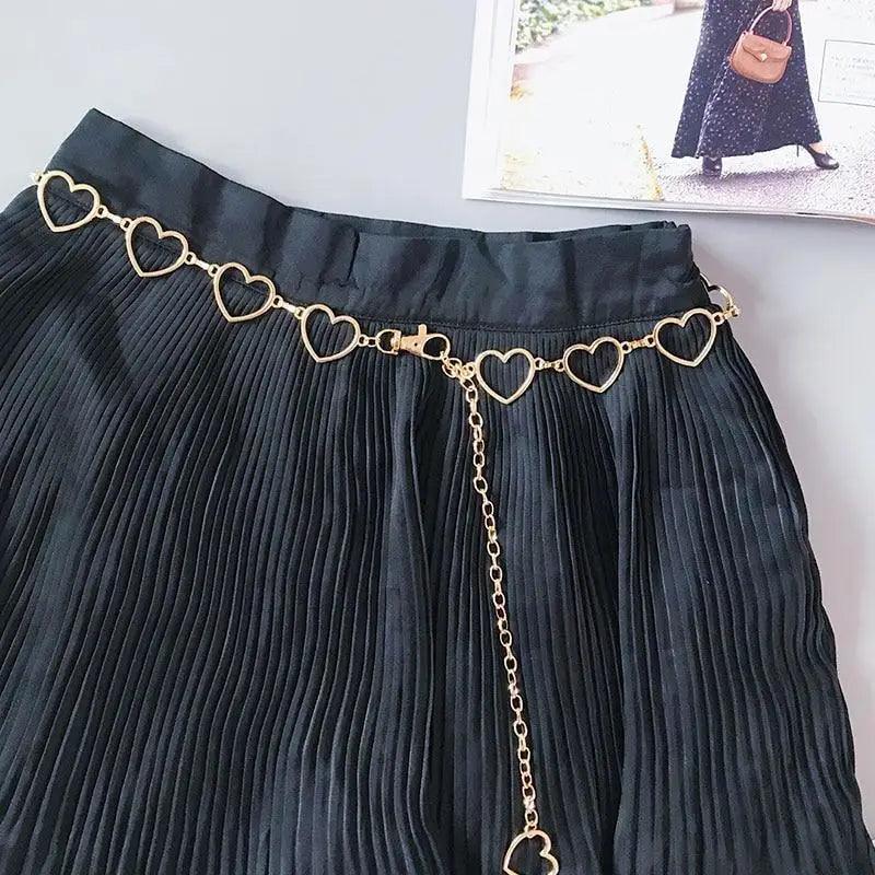 Trendy Heart Shaped Design Body Long Chain Ladies Belts Modern Metal Waist Chain Love Belts For Women Stevvex