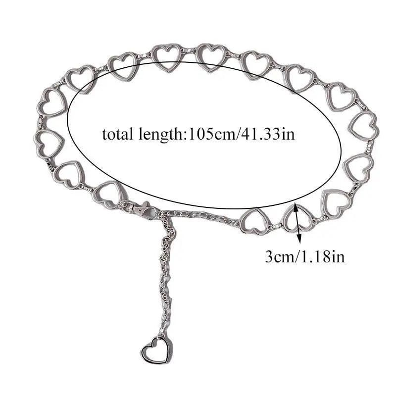 Trendy Heart Shaped Design Body Long Chain Ladies Belts Modern Metal Waist Chain Love Belts For Women Stevvex
