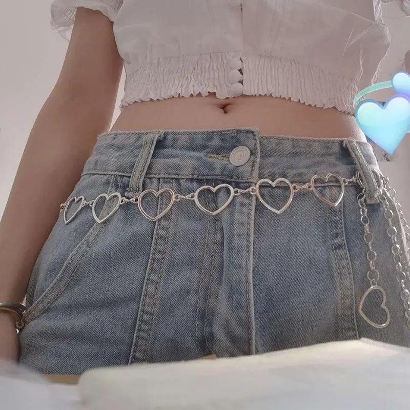 Trendy Heart Shaped Design Body Long Chain Ladies Belts Modern Metal Waist Chain Love Belts For Women Stevvex