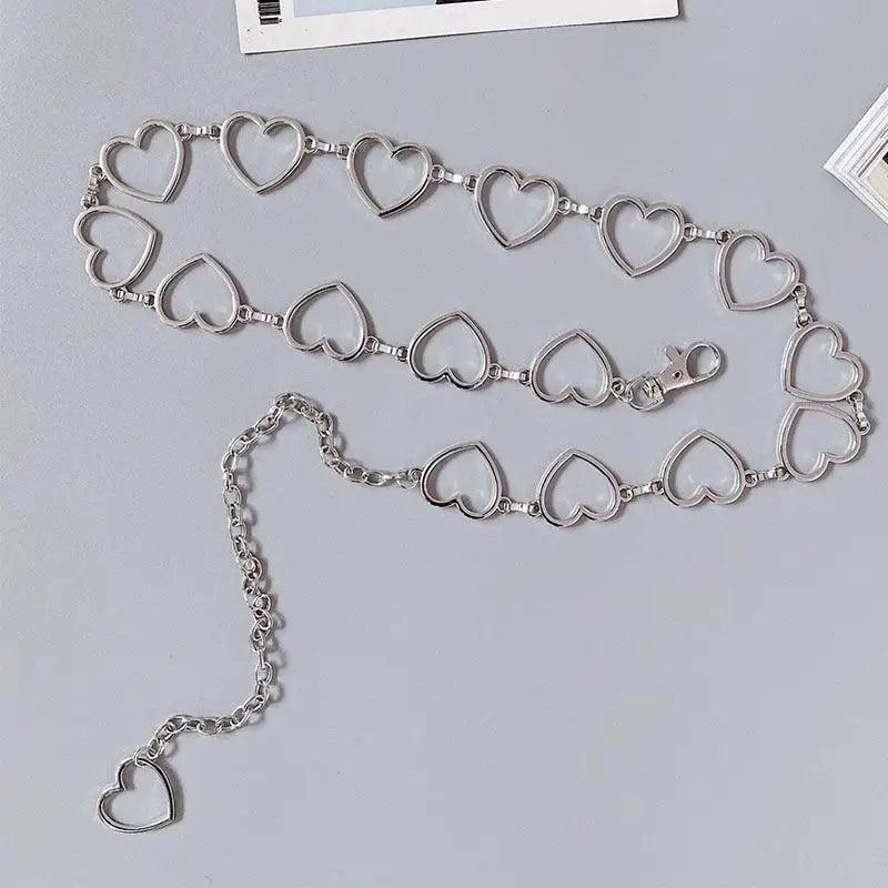 Trendy Heart Shaped Design Body Long Chain Ladies Belts Modern Metal Waist Chain Love Belts For Women Stevvex