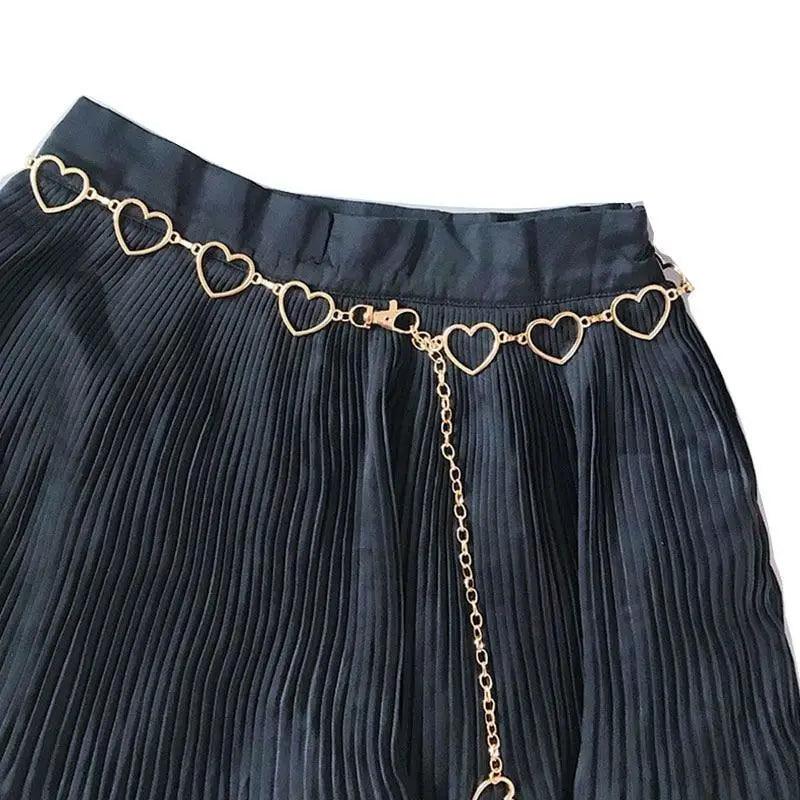 Trendy Heart Shaped Design Body Long Chain Ladies Belts Modern Metal Waist Chain Love Belts For Women Stevvex