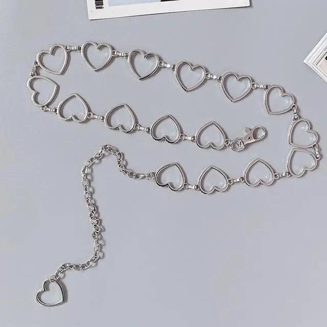 Trendy Heart Shaped Design Body Long Chain Ladies Belts Modern Metal Waist Chain Love Belts For Women Stevvex