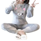 Trendy Pajama Women Thick Flannel Warm Female Winter Pajama Set Long Sleeve Full Trousers Two Piece Pajamas  Cartoon Pajamas Women Pajamas Set Sleepwear Autumn Plus Size Top Long Pant Sleepwear Girls Pajamas Stevvex