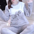 Trendy Pajama Women Thick Flannel Warm Female Winter Pajama Set Long Sleeve Full Trousers Two Piece Pajamas  Cartoon Pajamas Women Pajamas Set Sleepwear Autumn Plus Size Top Long Pant Sleepwear Girls Pajamas Stevvex