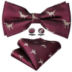 Trendy Patterned Silk Jacquard Plaid Bowtie With  Pocket Square And Cufflinks Set For Men Unique  Butterfly Party Wedding Casual Business Bowtie For Men Stevvex