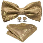 Trendy Patterned Silk Jacquard Plaid Bowtie With  Pocket Square And Cufflinks Set For Men Unique  Butterfly Party Wedding Casual Business Bowtie For Men Stevvex
