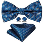 Trendy Patterned Silk Jacquard Plaid Bowtie With  Pocket Square And Cufflinks Set For Men Unique  Butterfly Party Wedding Casual Business Bowtie For Men Stevvex