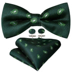 Trendy Patterned Silk Jacquard Plaid Bowtie With  Pocket Square And Cufflinks Set For Men Unique  Butterfly Party Wedding Casual Business Bowtie For Men Stevvex