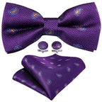 Trendy Patterned Silk Jacquard Plaid Bowtie With  Pocket Square And Cufflinks Set For Men Unique  Butterfly Party Wedding Casual Business Bowtie For Men Stevvex