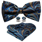 Trendy Patterned Silk Jacquard Plaid Bowtie With  Pocket Square And Cufflinks Set For Men Unique  Butterfly Party Wedding Casual Business Bowtie For Men Stevvex